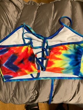 Zaful Blue multi Tie-Dye festival tank Swim halter S M worn once!
